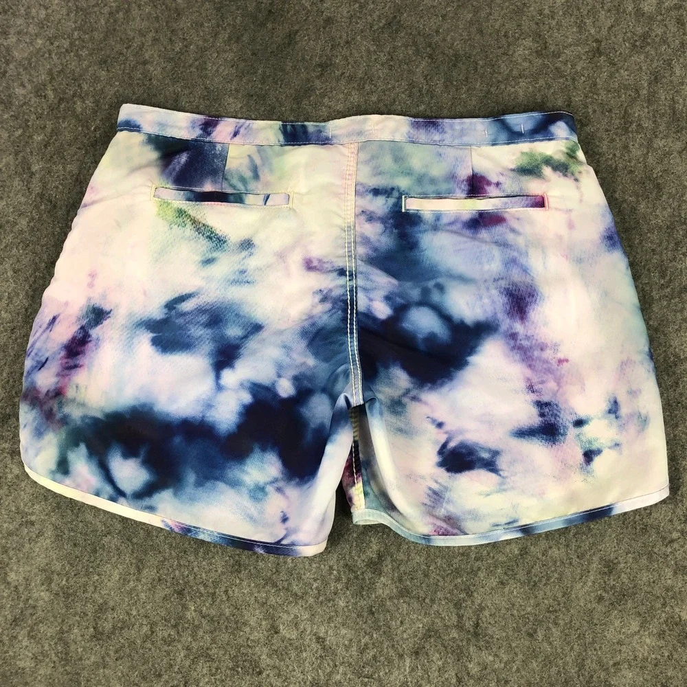 True Religion Board Shorts Mens 36 Tie Dye Swim Trunks Drawstring Zipper Beach